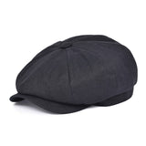 Herringbone Linen Newsboy Cap Men Summer Women Bakerboy Caps Breathable Flat Hat Apple Beret Hats