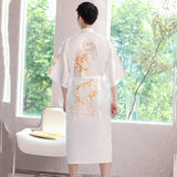 Xituodai Men Embroidery Dragon Robe Traditional Kimono Bathrobe Gown Male Sleepwear Loose Nightwear Intimate Lingerie