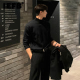 Xituodai Casual Men's Korean Loose Pullover Lightweight Kinttwear Tops 2022 New Long Sleeve Mock Neck Black Spring Basic Clothing