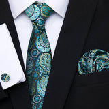 Xituodai Newest design Silk Festive Present Tie Handkerchief Cufflink Set Necktie Man's Plaid Yellow Shirt Accessories