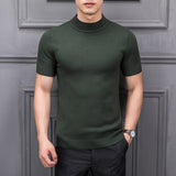 Xituodai 2022 Brand New Autumn Men's Sweater Pure Color Semi-high Collar Knitting for Male Half-sleeved Sweaters Tops