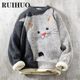 Xituodai Cat Print Sweater Men Fashion Hip Hop Streetwear Mens Sweater Clothes Pull Harajuku 3XL 2022 New Arrivals