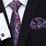 Xituodai Newest design Silk Festive Present Tie Handkerchief Cufflink Set Necktie Man's Plaid Yellow Shirt Accessories