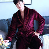 Xituodai Warm Sleepwear Plus Size 3XL Winter Thick Nightgown Chinese Men Casual Flannel Dragon Crane Robe Casual Loose Kimono Bathrobe