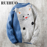 Xituodai Cat Print Sweater Men Fashion Hip Hop Streetwear Mens Sweater Clothes Pull Harajuku 3XL 2022 New Arrivals