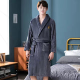 Xituodai Warm Sleepwear Plus Size 3XL Winter Thick Nightgown Chinese Men Casual Flannel Dragon Crane Robe Casual Loose Kimono Bathrobe