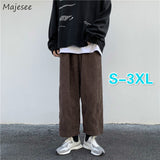 Xituodai Men Casual Pants Plus Size 3XL Solid Corduroy Straight Trousers Male Loose Ins Chic Elastic Waist Trendy Korean Style Streetwear