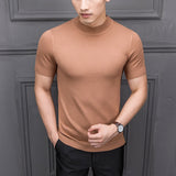 Xituodai 2022 Brand New Autumn Men's Sweater Pure Color Semi-high Collar Knitting for Male Half-sleeved Sweaters Tops