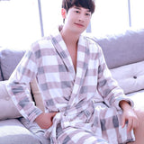 Xituodai Warm Sleepwear Plus Size 3XL Winter Thick Nightgown Chinese Men Casual Flannel Dragon Crane Robe Casual Loose Kimono Bathrobe