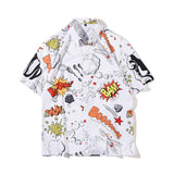 Xituodai 2022 New Arrival Men Shirt Chemise Homme Loose Summer Graffiti Printing White Cardigan Lapel Short Sleeve Cotton Casual Shirts