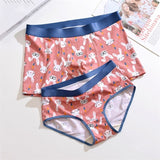 Xituodai Couples Panties Cute Cartoon Men Underwears Women Underpants Sexy Lovers Panty Middle Waist Soft Modal Boxers Plus Size Briefs