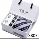 Xituodai Gift box Office  Men Classic Party Wedding striped 7.5cm Silk Wedding  Floral Tie Necktie Handkerchief Set
