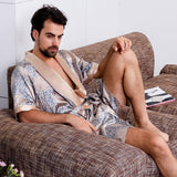 Xituodai Sexy Sleepwear Men Pijamas Short-sleeved Sleep Wear Men Pajamas Sets Silk Bathrobe Shorts Robe Sets Sleep Tops Mens Lounge Wear