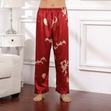 Xituodai Print Pants Satin Sleepwear Men Pajamas Sleep Bottoms Casual Nightwear PJS Faux Silk Pijamas Home Pants Spring Summer New