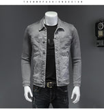 Xituodai Fashion Denim Jacket Men Cotton Turn Down Collar Casual Mens Denim Coat Slim Fit Motocycle Jean Outerwear Single Breasted Jacket