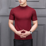 Xituodai 2022 Brand New Autumn Men's Sweater Pure Color Semi-high Collar Knitting for Male Half-sleeved Sweaters Tops