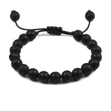 8mm Men Bracelets Black Lava Beads Bracelet Tiger Eye Adjustable Braided Rope Bangles Couple Distance Women Yoga Healing Jewelry