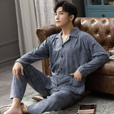 Xituodai Autumn 100% Cotton Pijama Hombre Lounge Sleepwear Pyjama Femme Plaid Spring Bedgown Home Clothes Man PJs Pure Cotton Pajamas Set