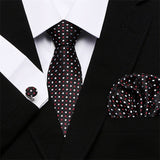 Xituodai New Red Tie Silk Woven Men Necktie Hanky Cufflinks Set Luxury Men's Party Corbatas Office Gravatas Fit Wedding Gift Holiday