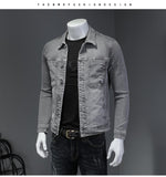 Xituodai Fashion Denim Jacket Men Cotton Turn Down Collar Casual Mens Denim Coat Slim Fit Motocycle Jean Outerwear Single Breasted Jacket