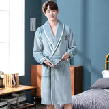 Xituodai Warm Sleepwear Plus Size 3XL Winter Thick Nightgown Chinese Men Casual Flannel Dragon Crane Robe Casual Loose Kimono Bathrobe