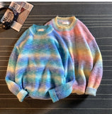 Xituodai Rainbow Striped Sweater Men Clothing Harajuku Fashion Men Sweaters Pullovers Retro Clothes 2XL 2022 New Arrivals