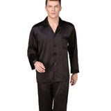 Xituodai Men Pajamas Set Casual Satin Sleepwear Solid Black 2PCS Shirt&Pants Lounge Wear 2021 New Home Clothes Long Sleeve Nightwear