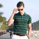 Xituodai Top Grade New Summer Brand Mens Striped Turn Down Collar Polo Shirts With Short Sleeve Casual Tops Fashions Men's Clothing