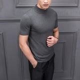 Xituodai 2022 Brand New Autumn Men's Sweater Pure Color Semi-high Collar Knitting for Male Half-sleeved Sweaters Tops