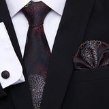 Xituodai Newest design Silk Festive Present Tie Handkerchief Cufflink Set Necktie Man's Plaid Yellow Shirt Accessories