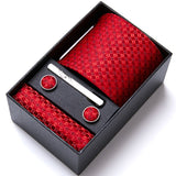 Top Quality 7.5 cm Business Ties Hanky Cufflink Set Tie Clips Green Necktie Corbatas For Men Wedding In Gift Box Slim Gravatas