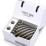 Xituodai New Plaid  men ties set  Extra Long Size 145cm*7.5cm Necktie navy blue Paisley Silk Jacquard Woven Neck Tie Suit Wedding Party