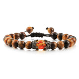 Black Lava Stone Crown Charm Tiger Eye Beads Bracelet For Men Women Braided Bracelets Handmade Adjustable Jewelry Pulseira