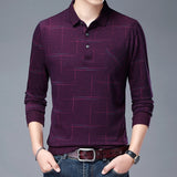 Xituodai 2022 New Fashion Designer Brand Turn Down Collar Man Polo Shirt Men Casual Plaid Spandex Long Sleeve Tops Fall Men Clothing