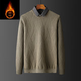 Xituodai 2022 New Knitted Mock Two-Piece Men's Sweater Fashion Casual Cotton Slim Sweaters Base Shirt Keep Warm Fleece Men Pullovers