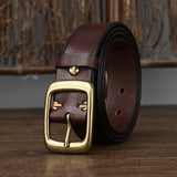 Xituodai 3.3Cm Width Copper Buckle Men's Cowskin Leather Belt Leather Retro Handmade Belt Male Luxury Belt For Jeans Wide Belt Men's Gift