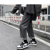 Xituodai Men Grey Streetwear Baggy Jeans 2022 Mens Kpop Solid Denim Pants Couple High Waisted Vintage Oversized Joggers Pants