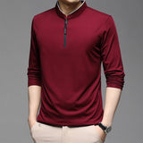 Xituodai trendy mens fashion mens summer outfits dope outfits mens street style mens spring fashion  aesthetic outfits menNew Zipper Polo Shirts Men Cotton Solid Color Full Sleeve Tee shirt High Quality Slim Fit Casual Camisa Polo T994