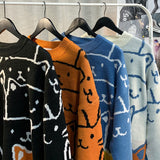 Xituodai Designed Printed Pullovers Men Kawaii Pattern All-match Oversize Korean Stylish Loose Warm Sweaters Teens Ins Fashion Leisure