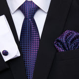 Xituodai Newest design Silk Festive Present Tie Handkerchief Cufflink Set Necktie Man's Plaid Yellow Shirt Accessories