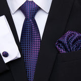 Xituodai Luxury 100% Silk Tie Handkerchief Pocket Squares Cufflink Set Necktie For Men Blue Red Clothing Accessories