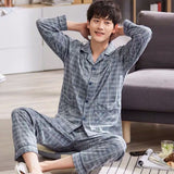 Xituodai 2022 Summer Casual Striped Cotton Pajama Sets for Men Short Sleeve Long Pants Sleepwear Pyjama Male Homewear Lounge Wear Clothes