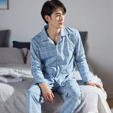 Xituodai Winter Men Pajamas 100% Cotton 2 Pieces Fashion Sleepwear Pijama Man's Warm Bedgown Home Clothes PJ Plaid Pure Cotton Pajamas