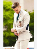 Xituodai trendy mens fashion mens summer outfits dope outfits mens street style mens spring fashion aesthetic outfits Mens Suits (Jacket+Pants) Latest Designs Beige Groom Tuxedos elbow patches 2 Pieces Wedding Prom Dinner Italian Man Suit Blazer