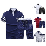 Xituodai Summer Polo Shirt Mens Short Sleeve Polo + Shorts Suit Male Solid Jersey Breathable 2PC Top Short Set Fitness Sportsuits Set Men