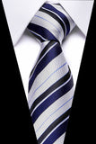 Xituodai Male Dark Blue Striped  Luxury Tie Silk Bussiness For Man Formal Wedding Party