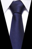 Xituodai Male Dark Blue Striped  Luxury Tie Silk Bussiness For Man Formal Wedding Party