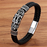 Xituodai Punk Style Ancient Architecture Totem Elegant Small Adorn Article Genuine Leather Bracelet Double Layer Hand Jewelry Gift