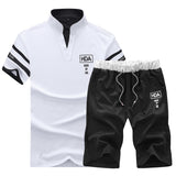 Xituodai Summer Polo Shirt Mens Short Sleeve Polo + Shorts Suit Male Solid Jersey Breathable 2PC Top Short Set Fitness Sportsuits Set Men