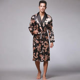 Xituodai New Long Sleeve Robe Satin Sleepwear Print Dragon Phoenix Kimono Bathrobe Gown Men's Casual Home Clothes Loose Pajamas L-XXL